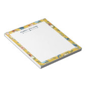 Bloc-note Joli motif floral jaune Ajouter un nom (Incliné)