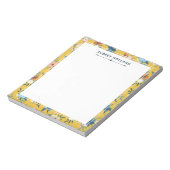 Bloc-note Joli motif floral jaune Ajouter un nom (Tourné)