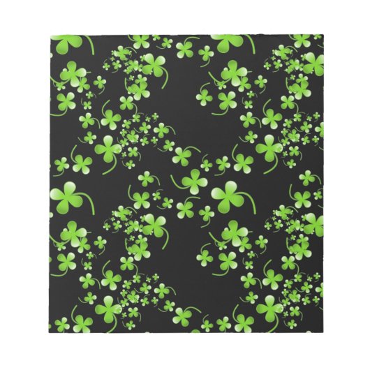 Bloc-note Joli motif Shamrock, vert sur accessoire noir (Devant)