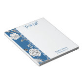 Bloc-note Joli Nom Inscrit Blue Floral Toile (Incliné)