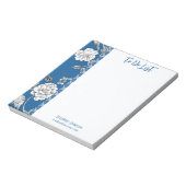 Bloc-note Joli Nom Inscrit Blue Floral Toile (Tourné)
