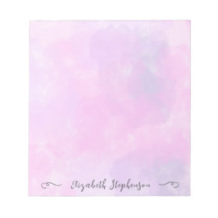 Bloc-note Joli nom personnalisé aquarelle rose féminin
