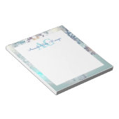 Bloc-note Joli nom personnalisé monogramme bleu (Incliné)