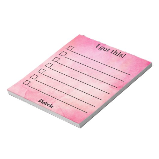 Bloc-note Joli Nom Personnalisé Rose Mignon (Tourné)