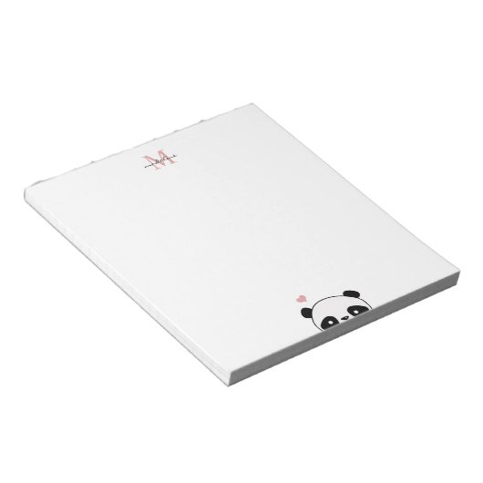 Bloc-note Joli Panda Blush Pink Monogramme Script (Incliné)