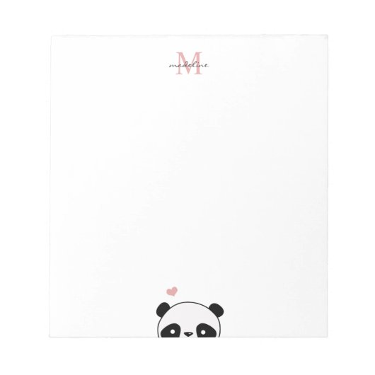 Bloc-note Joli Panda Blush Pink Monogramme Script (Devant)