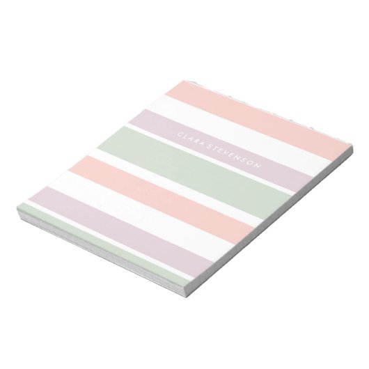 Bloc-note Joli pastel motif rose-vert violet rayures (Tourné)