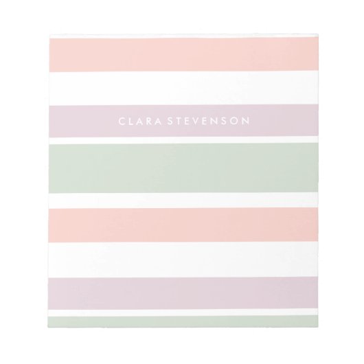 Bloc-note Joli pastel motif rose-vert violet rayures (Devant)