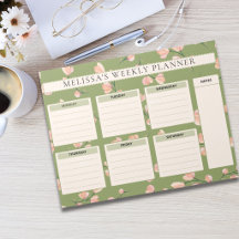 Joli planificateur hebdomadaire floral rose