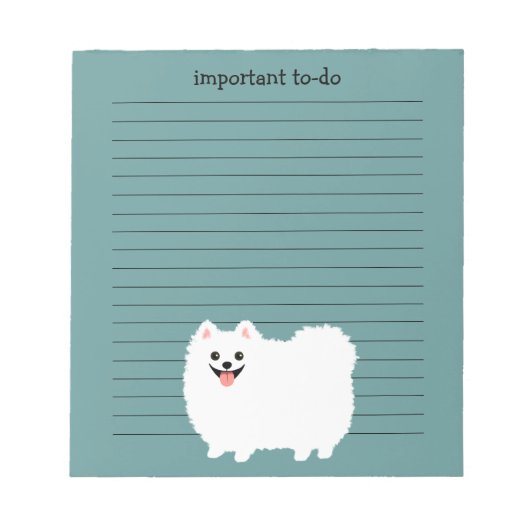 Bloc-note Joli Pomeranian Blanc avec Texte Personnalisé (Devant)