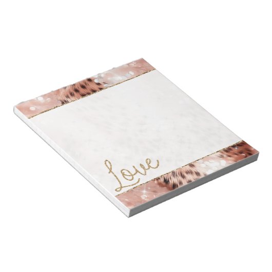 Bloc-note Joli Rose Gold Leopard Bokeh (Incliné)