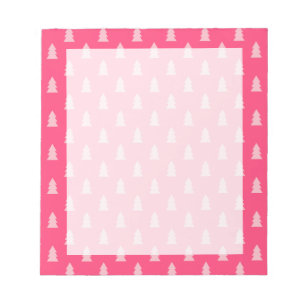 Bloc-note Joli sapin de Noël motif pastel et rose chaud