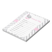 Bloc-note Joli souhait éléphant rose et gris pour bébé (Tourné)
