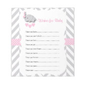 Bloc-note Joli souhait éléphant rose et gris pour bébé (Devant)