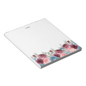 Bloc-note Jolie aquarelle Bourgogne et fleurs bleues (Incliné)