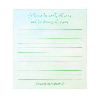 Bloc-note Jolie aquarelle Motivational Nom du devis Bloc-not