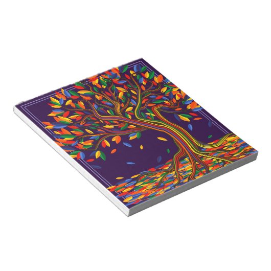 Bloc-note Jolie automne Arbre arc-en-ciel violet automne Tha (Incliné)