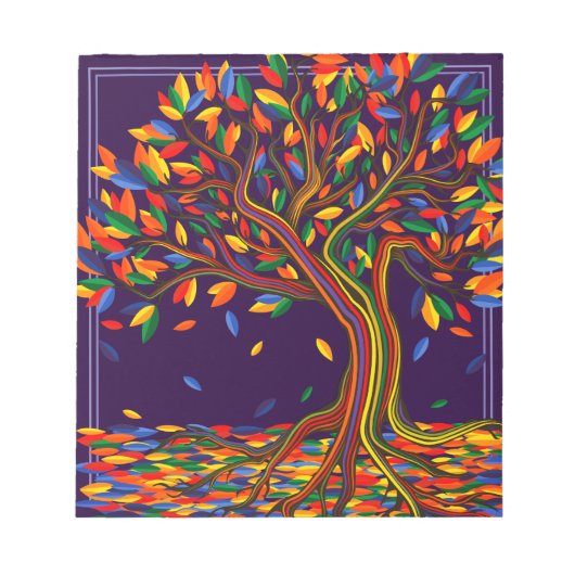 Bloc-note Jolie automne Arbre arc-en-ciel violet automne Tha (Devant)