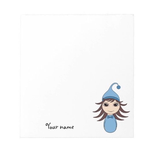Bloc-note Jolie brunette pyjama fille chibi en bleu (Devant)