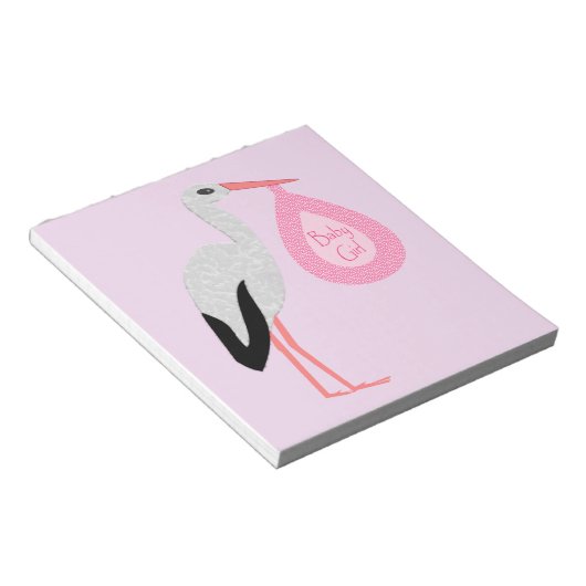 Bloc-note Jolie chatte rose bébé fille Stork (Incliné)