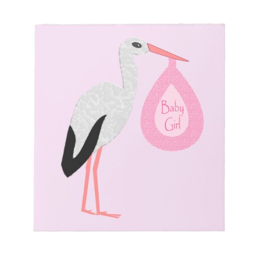 Bloc-note Jolie chatte rose bébé fille Stork (Devant)