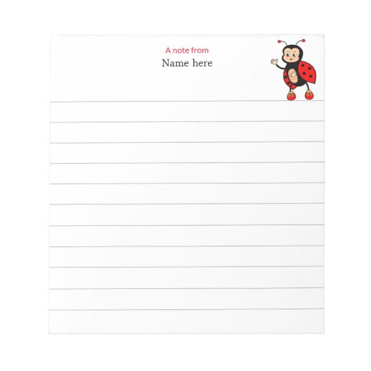 Bloc-note Jolie coccinelle lignée (Devant)