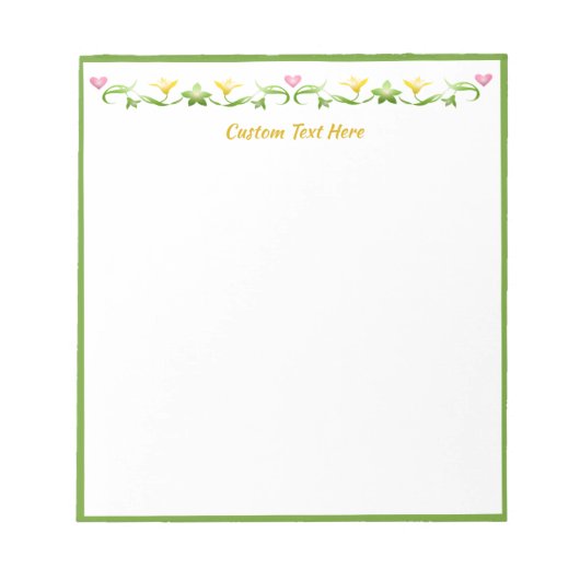 Bloc-note Jolie Dainty Flower Heart Bordure personnalisée (Devant)