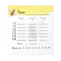 Jolie feuille de note Bunco Bee