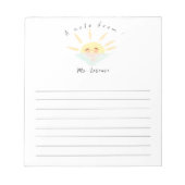 Bloc-note Jolie note de soleil pastel jaune pour l'enseignan (Devant)