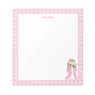 Bloc-note Jolie princesse fée et fleurs blanches sur simple