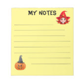 Bloc-note Jolie sorcière et citrouille avec casquette (Devant)