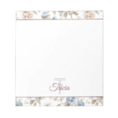 Bloc-note Jolies Fleurs Bleues Crème Beige Marron (Devant)