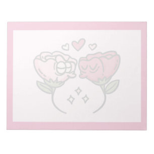 Bloc-note Jolies roses et cœurs romantiques en fleurs