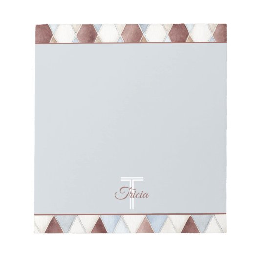 Bloc-note Jolis Diamants Bleus Crème Brun Tan (Devant)