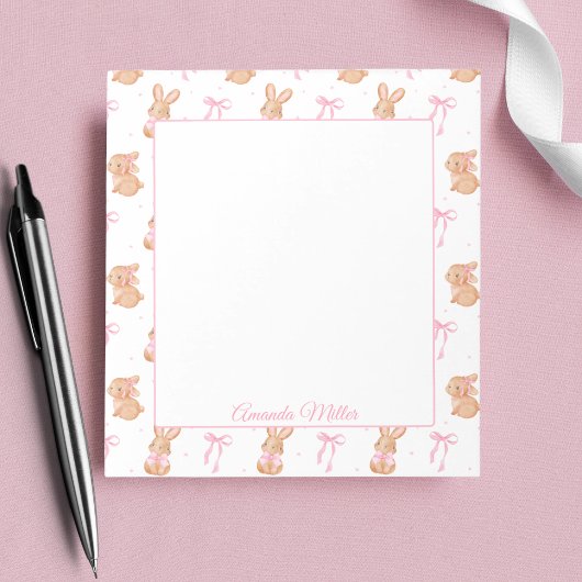 Bloc-note Jolis Nœuds Coquettes Roses Lapins Nom Personnalis