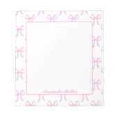 Bloc-note Jolis Nœuds Rose Fille Mignonne Coquette Monogramm (Devant)