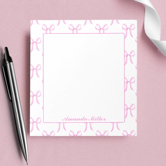 Bloc-note Jolis Nœuds Rose Fille Mignonne Coquette Monogramm