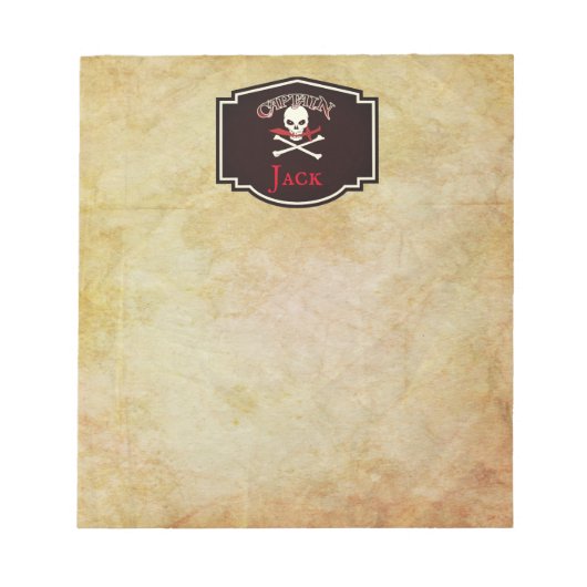 Bloc-note Jolly roger personnalisé (Cutlass) (Devant)