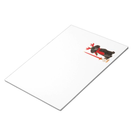 Bloc-note Jouet noir de Noël Chien de caniche habillé en ren (Incliné)