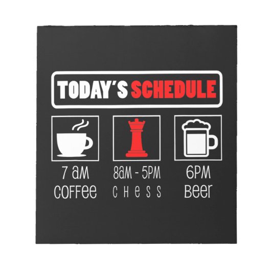 Bloc-note Joueur d'échecs | Horaire des jours de café échecs (Devant)