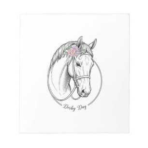 Bloc-note Jour de Derby Gravé Vintage Fleur Cheval Design