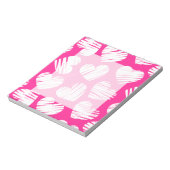 Bloc-note Jour des Valentines du coeur rose et blanc moderne (Tourné)