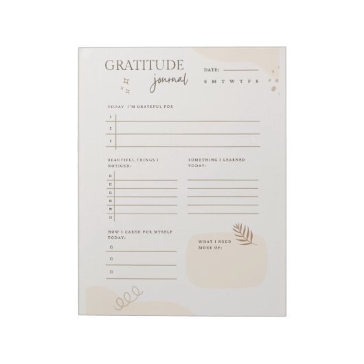 Bloc-note Journal de gratitude beige Cadeau de bien-être Ple (Tourné)