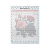 Bloc-note Journal de la pression artérielle Rose rose et ble (Tourné)