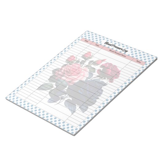 Bloc-note Journal de la pression artérielle Rose rose et ble (Incliné)