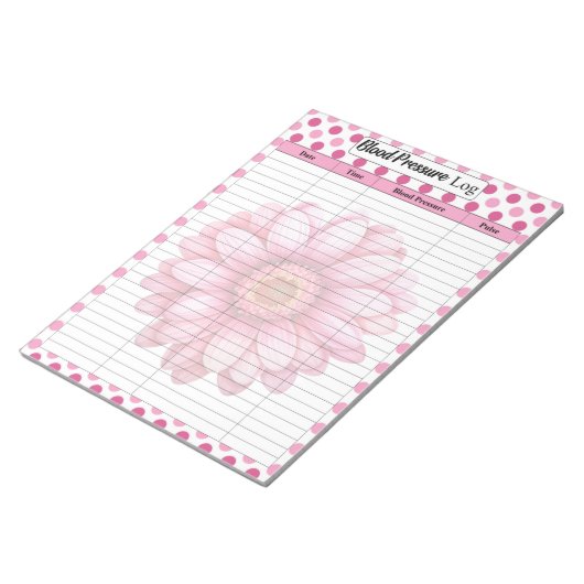 Bloc-note Journal de la pression sanguine florale rose (Incliné)