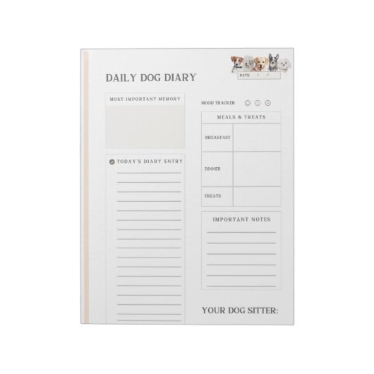 Bloc-note Journal de l'utilisateur de chiens pour animaux de (Tourné)