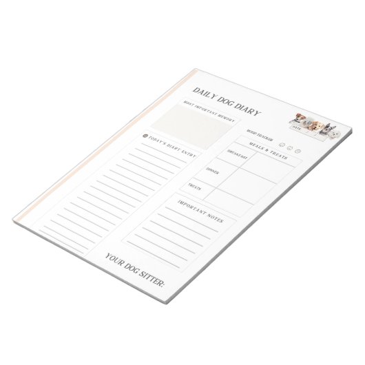 Bloc-note Journal de l'utilisateur de chiens pour animaux de (Incliné)