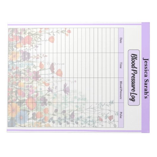 Bloc-note Journal de pression sanguine du jardin pourpre fle (Devant)