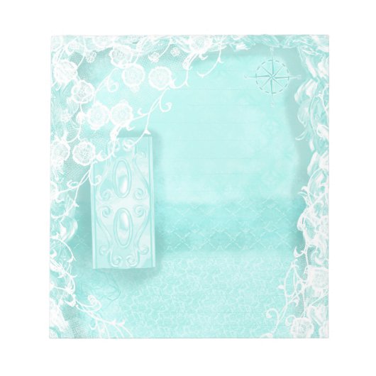 Bloc-note Journal déco Aqua et Dentelle (Devant)